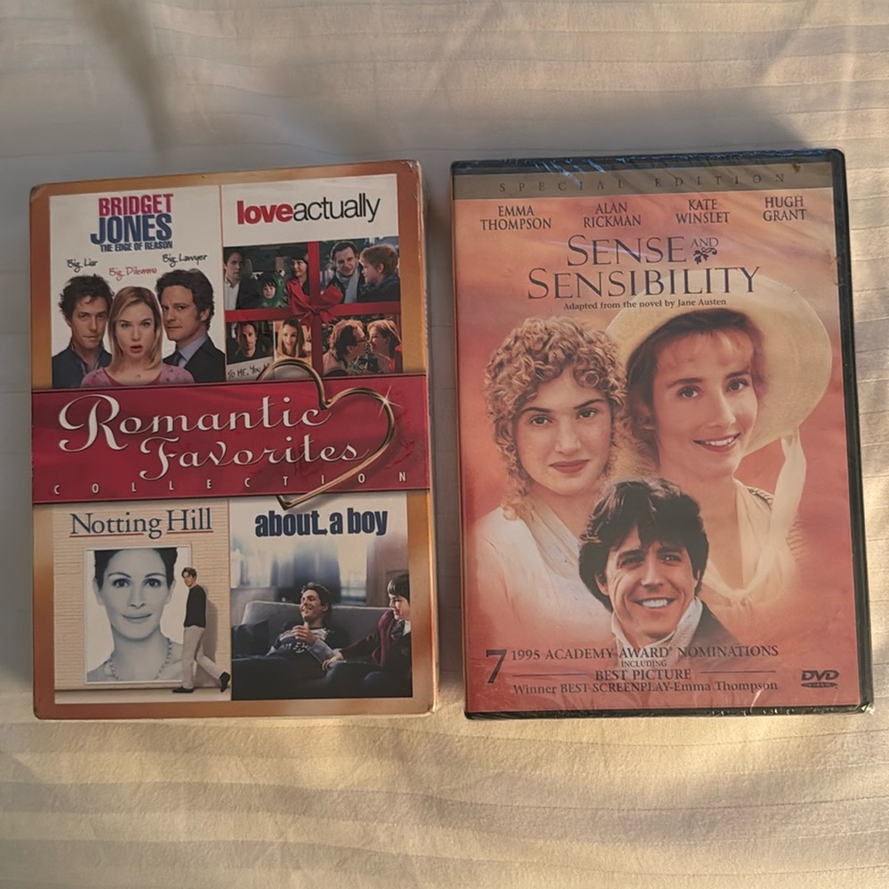 2 DVDs Sense and Sensibility and Romantic Favorites Set of 4 New Bridget Jones